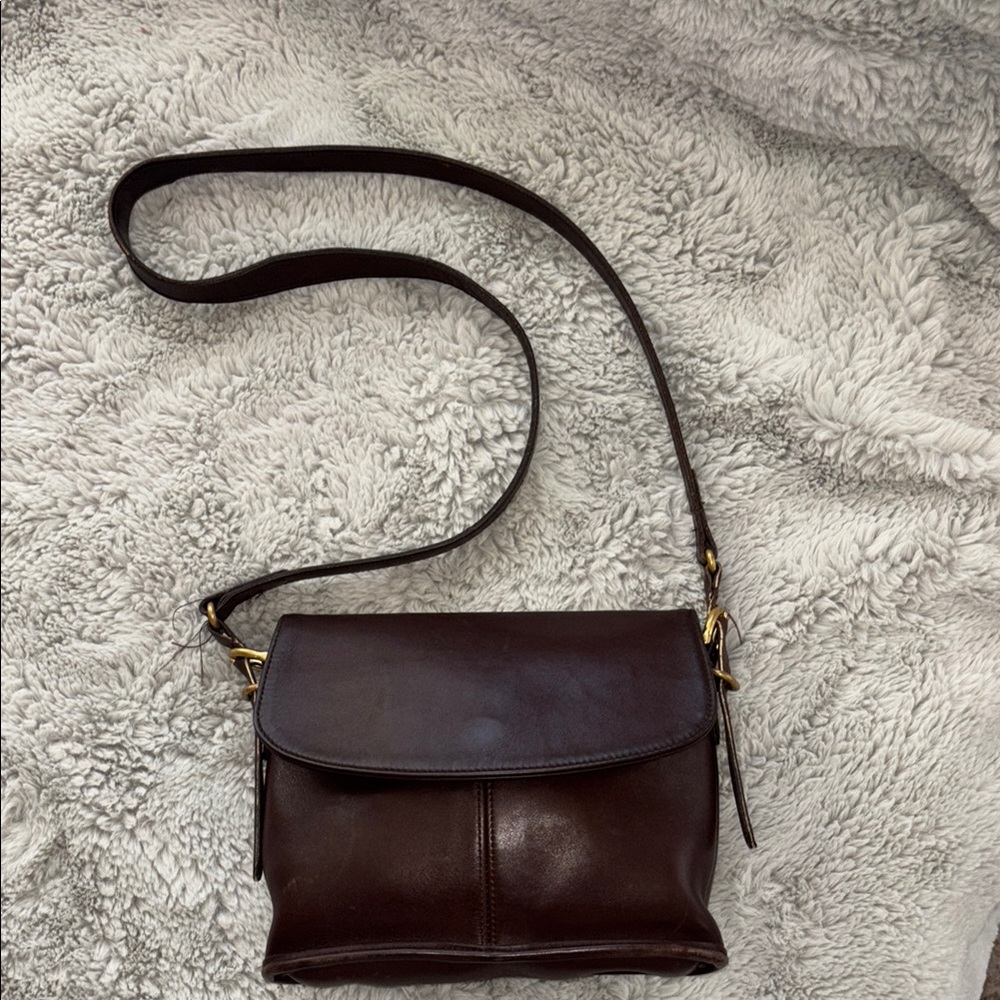 Vintage Brown Coach Leather Crossbody Bag